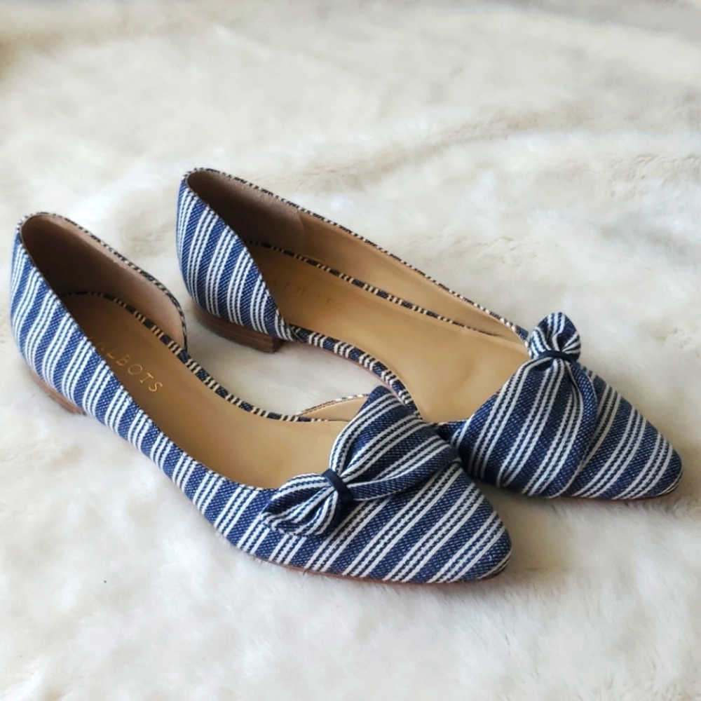 Talbots Blue and White Striped Flats
